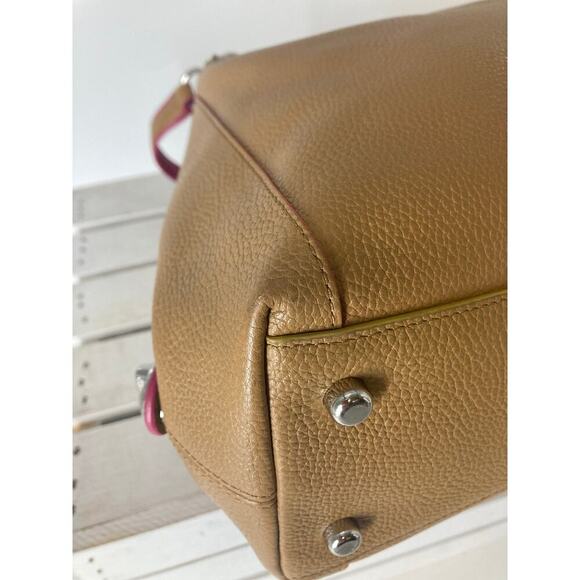 COACH 37721 LARGE BROWN, PINK PEBBLED LEATHER SHOULDER BAG - Picture 7 of 16